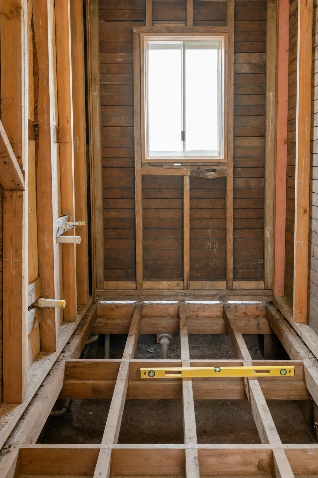 A compact bathroom layout with the vanity, shower and toilet along one wall