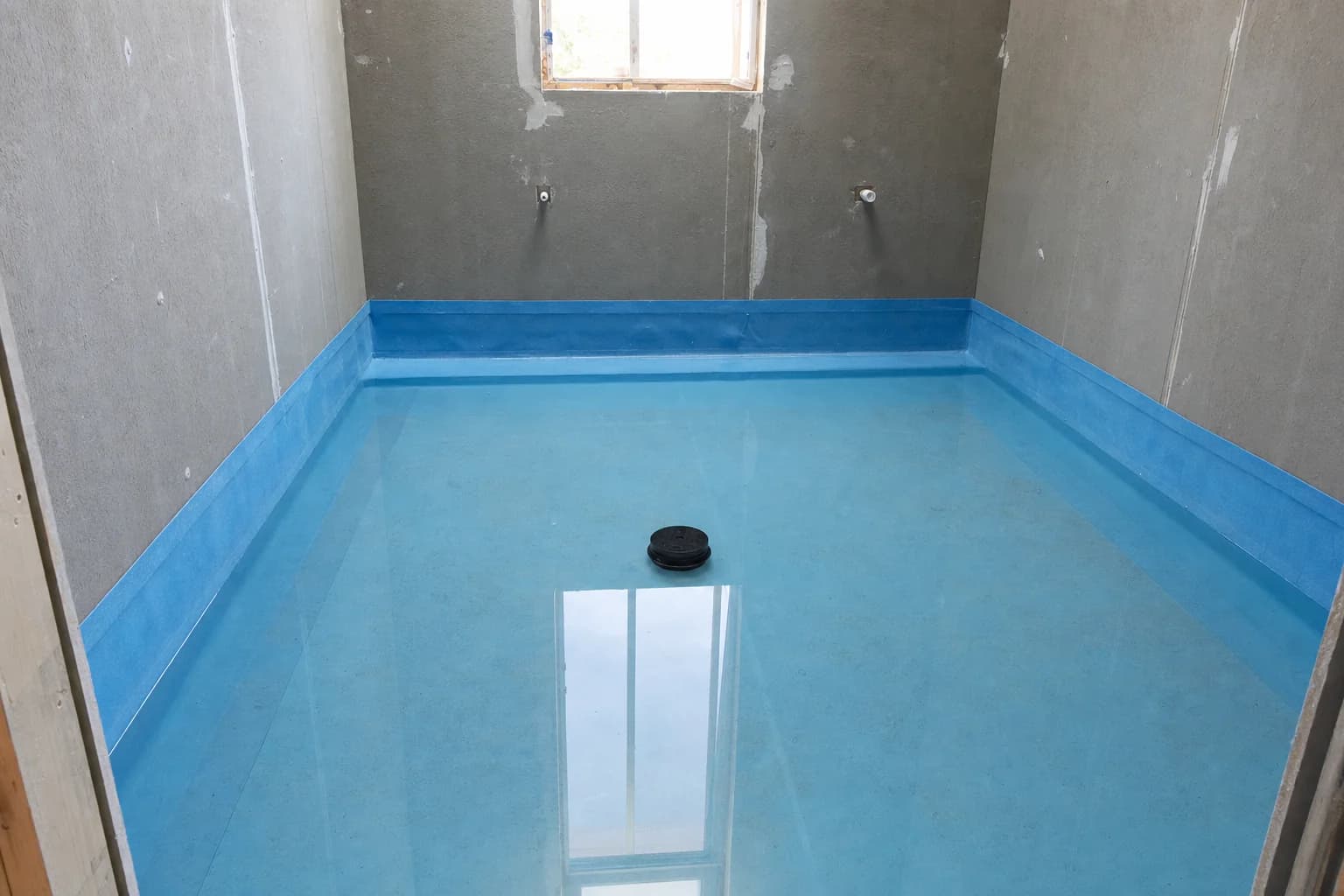 A finished membrane holding water in a flood test